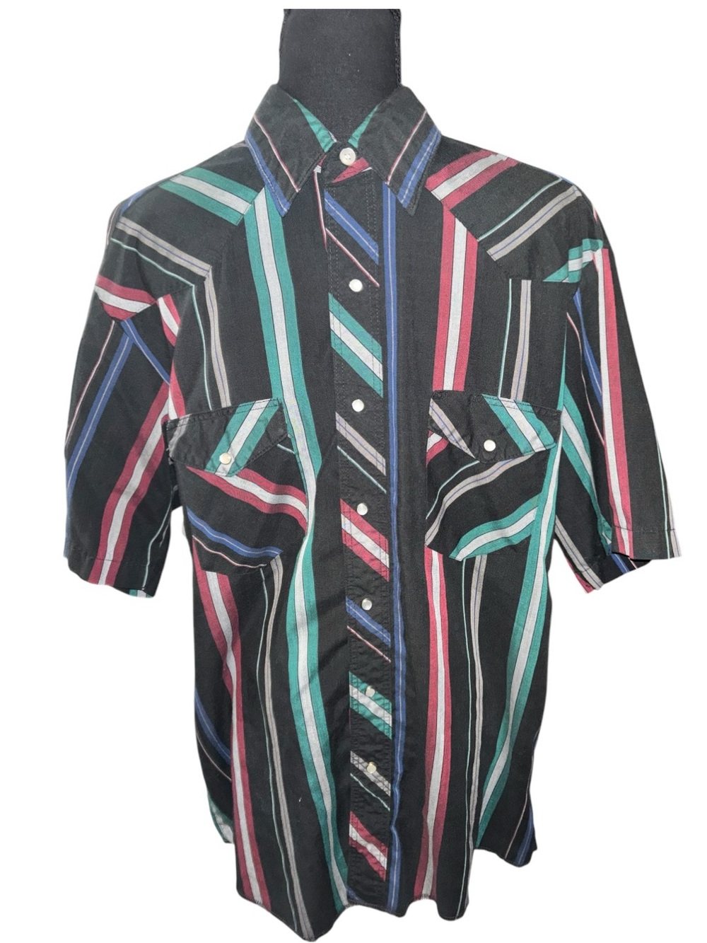 Vintage Wrangler Striped Pearl Snapshirt L